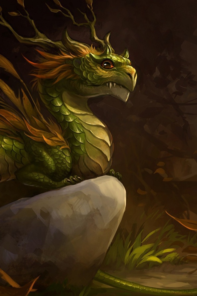 Дракон с листьями