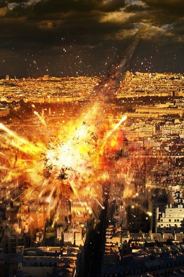 Падение метеорита на город