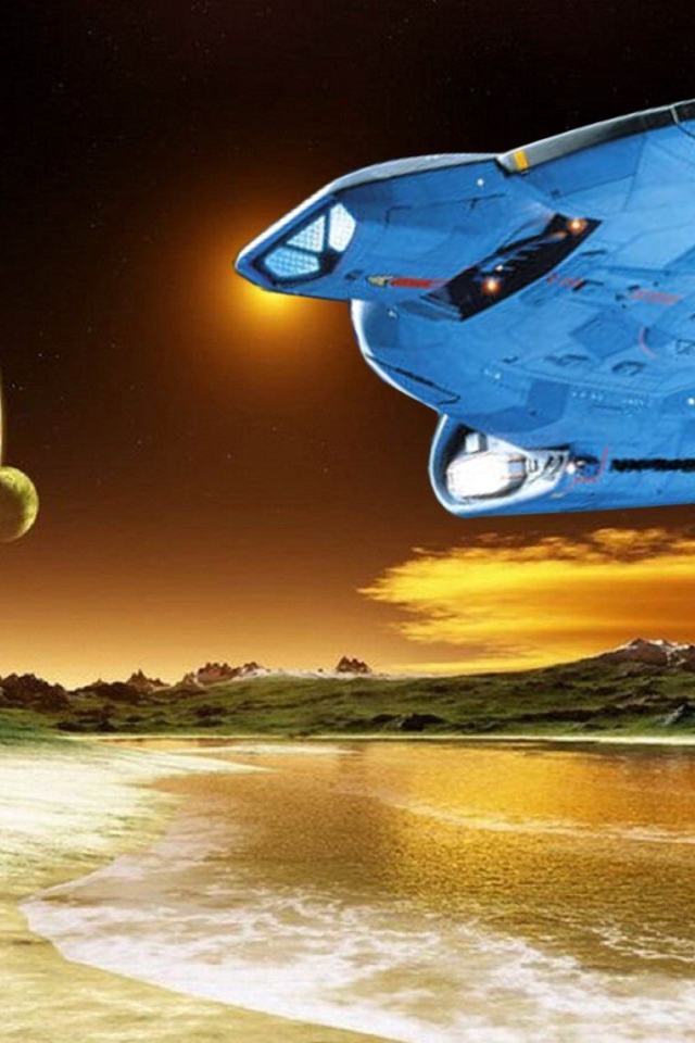 Космический корабль садится на планету