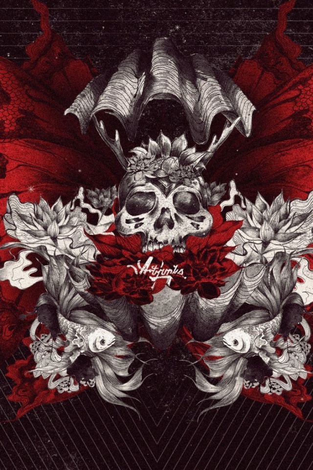 Фантазия с рыбами и черепом