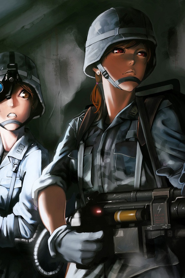 Брюнетки с оружием в перчатках