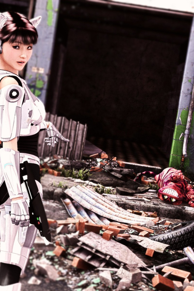 Девушка киборг убила монстра