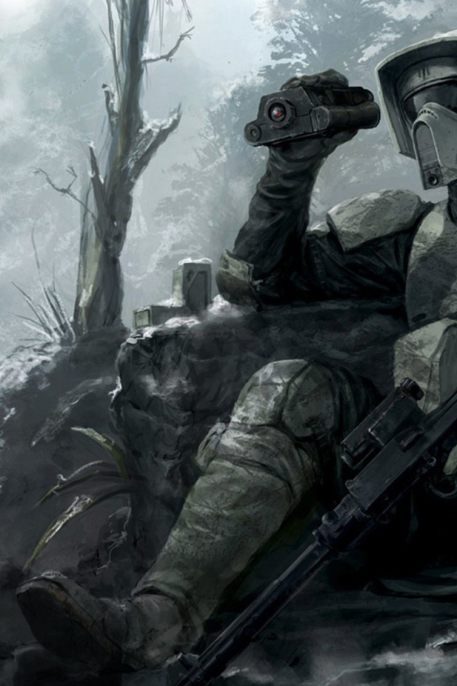 Воин из Star wars с оружием