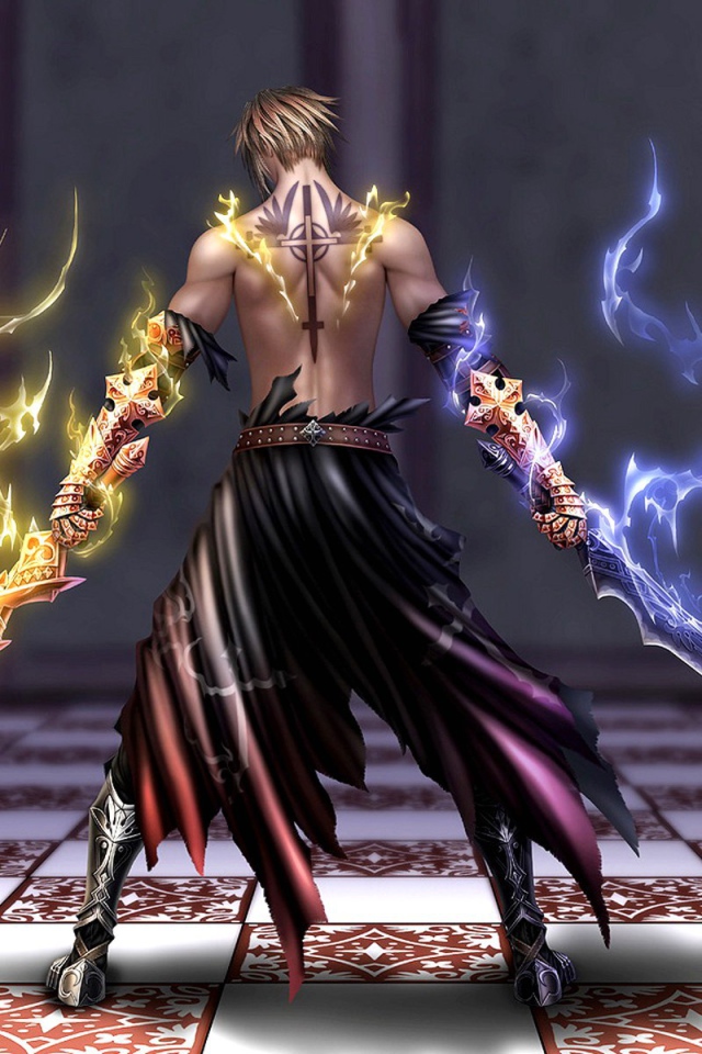 Воин с горящими мечами