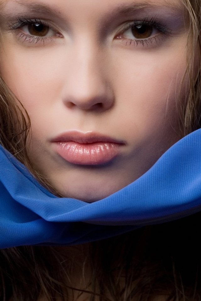 Портрет девушки в синем платке