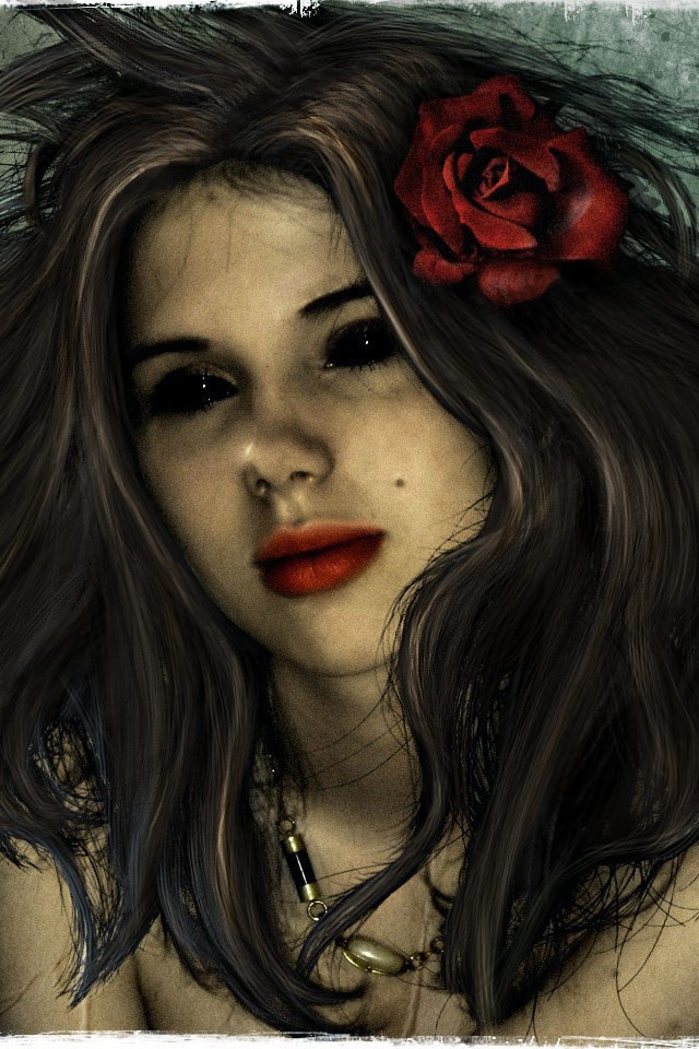Девушка с розой в волосах