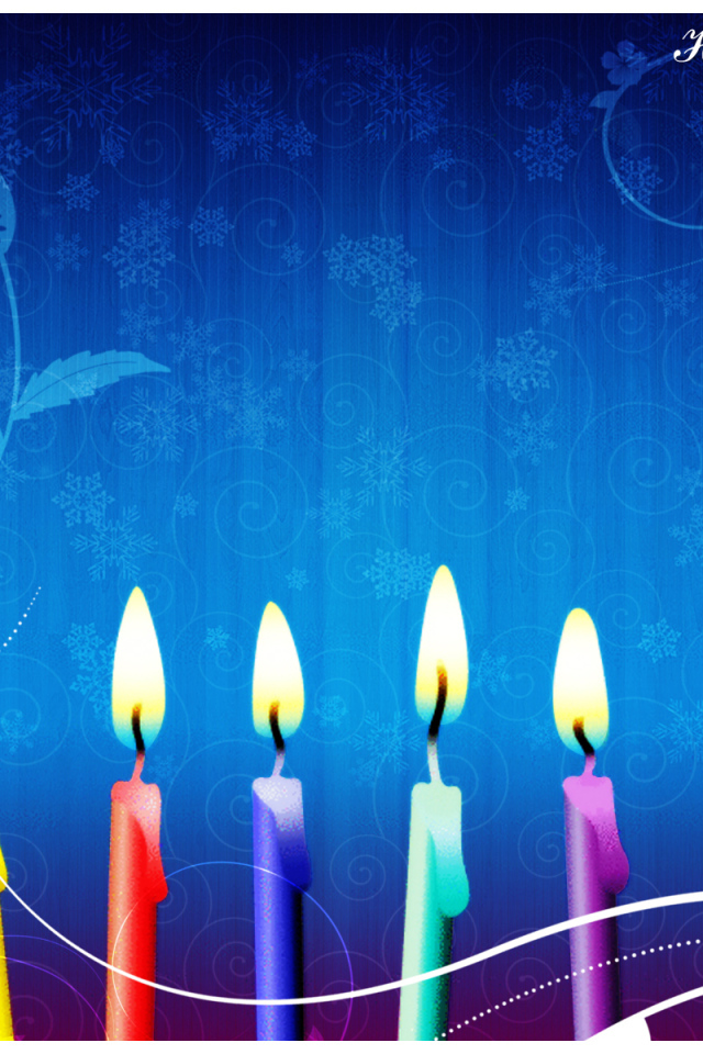 Свечи на день рождения, синий фон