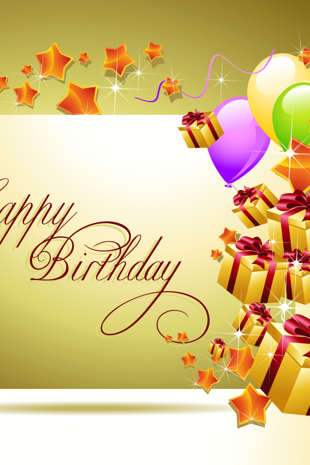 Поздравление на день рождения, золотистый фон