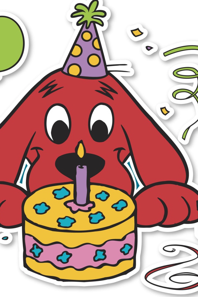 Пёс с тортом на день рождения