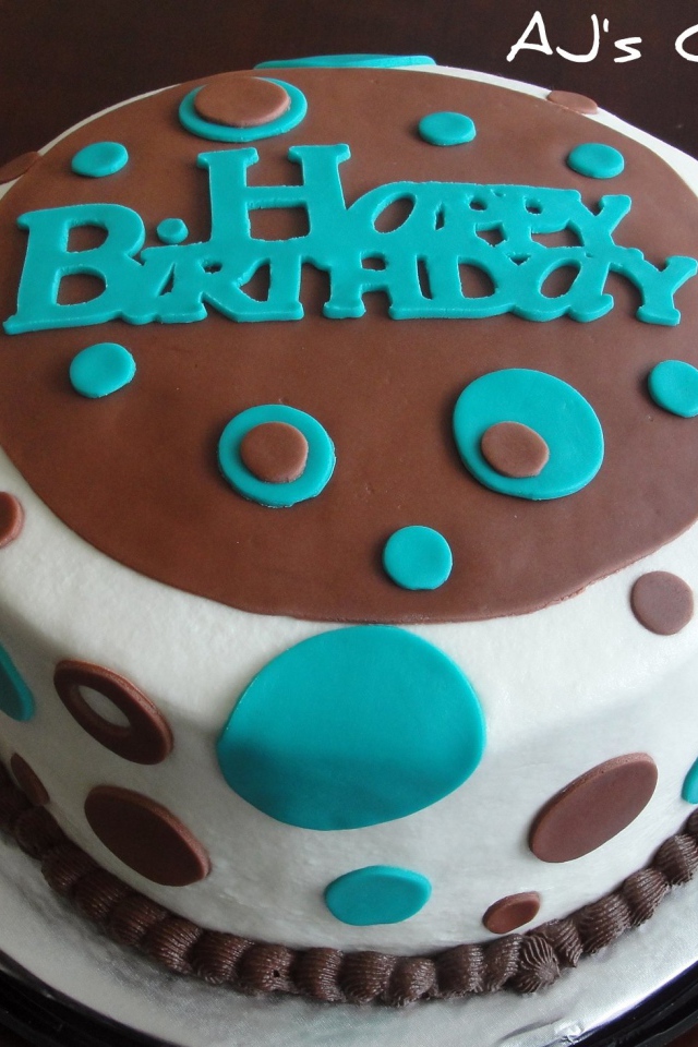 Бирюзовый и шоколадный торт на день рождения