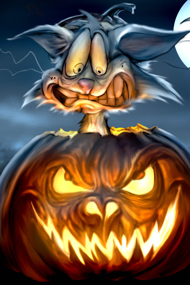 Кот вылез из тыквы