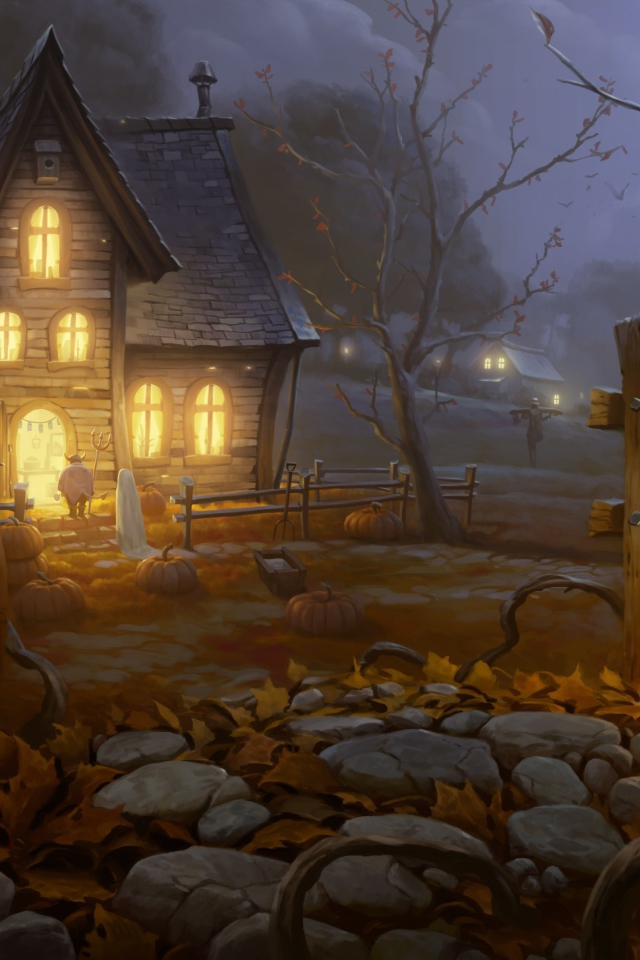 Хэллоуин страшный сад и дом