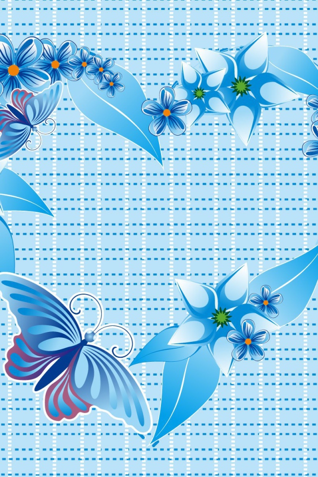 Синее сердечко из бабочек и цветов