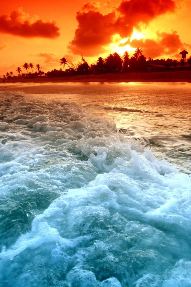 Пляж на закате в тропиках