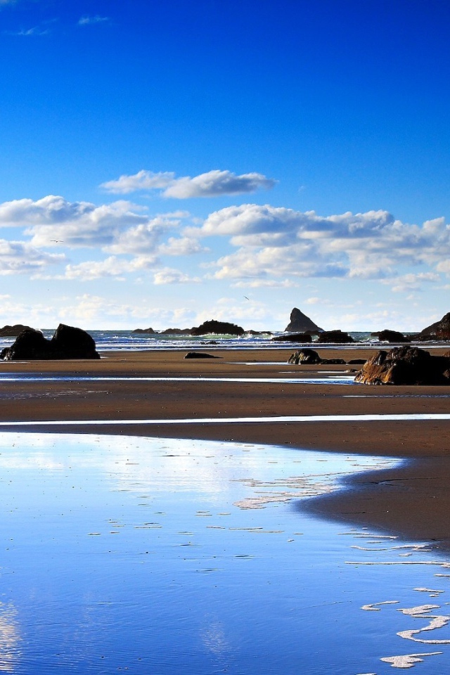 Песчаная отмель с камнями