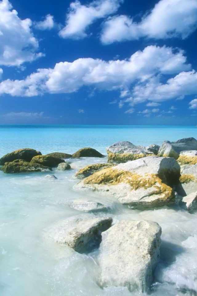 Каменистый берег и синее море