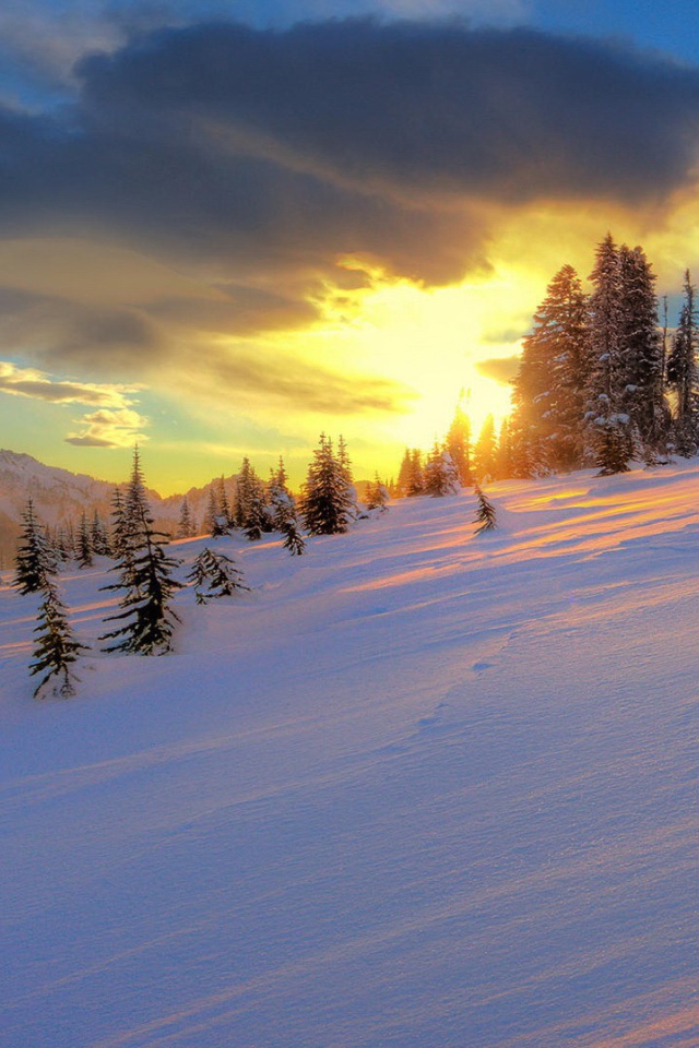 Закат на склоне горы