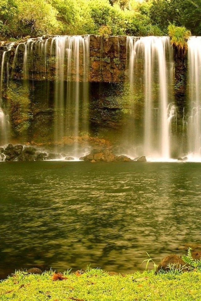 Золотисто зеленый водопад