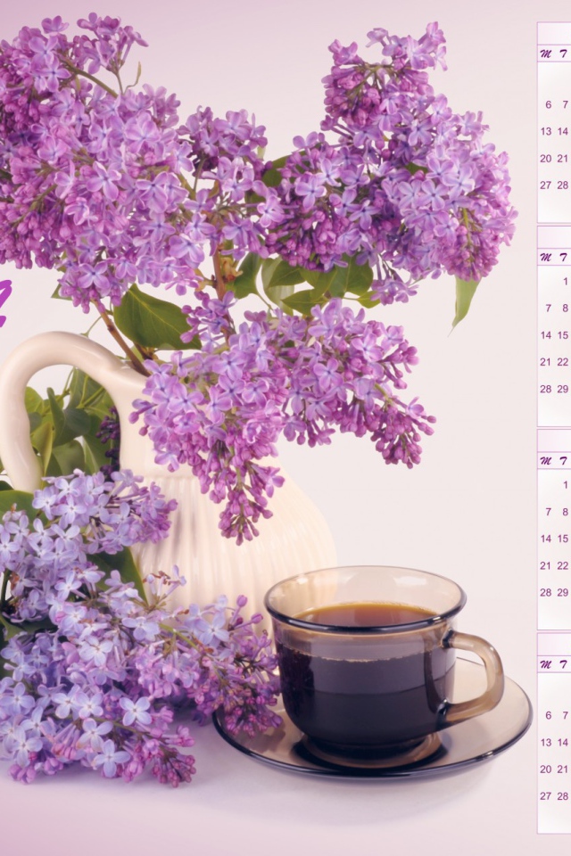 Календарь на Новый Год 2014, сиреневый фон