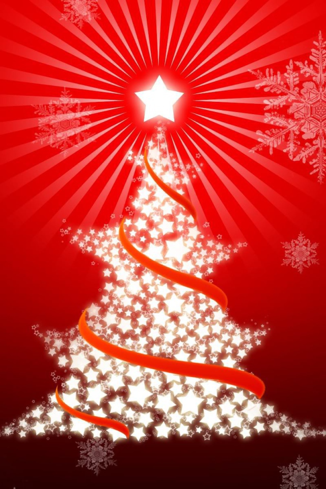 Новогодняя ёлка на красном фоне