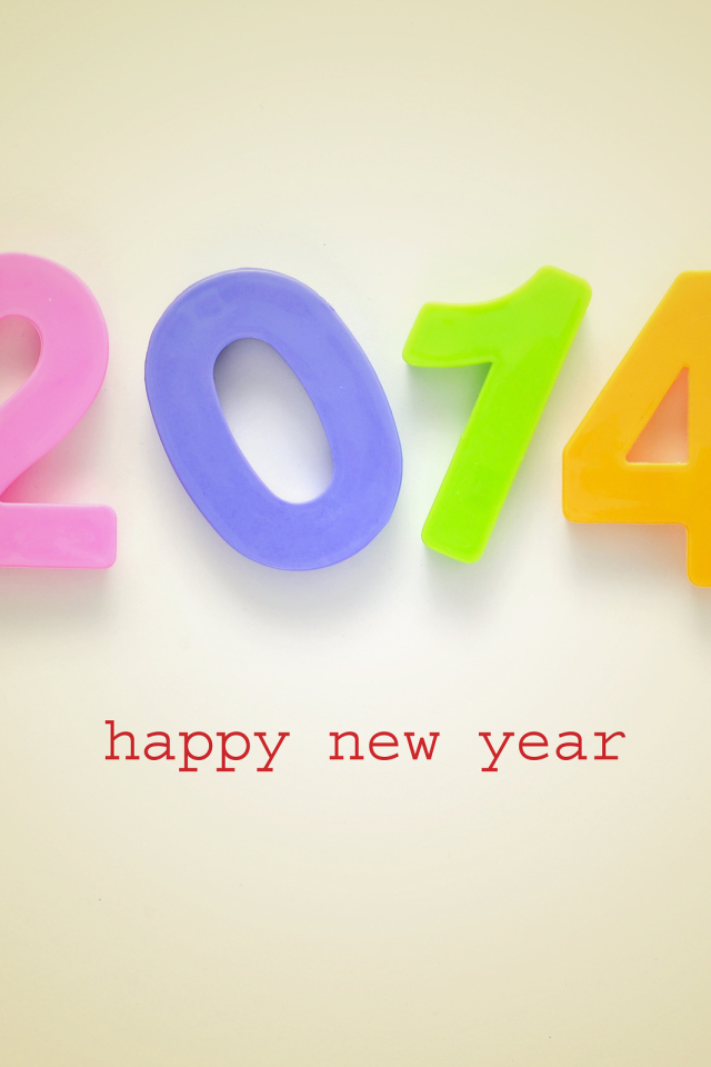 Счастливого Нового Года 2014, разноцветные яркие цифры