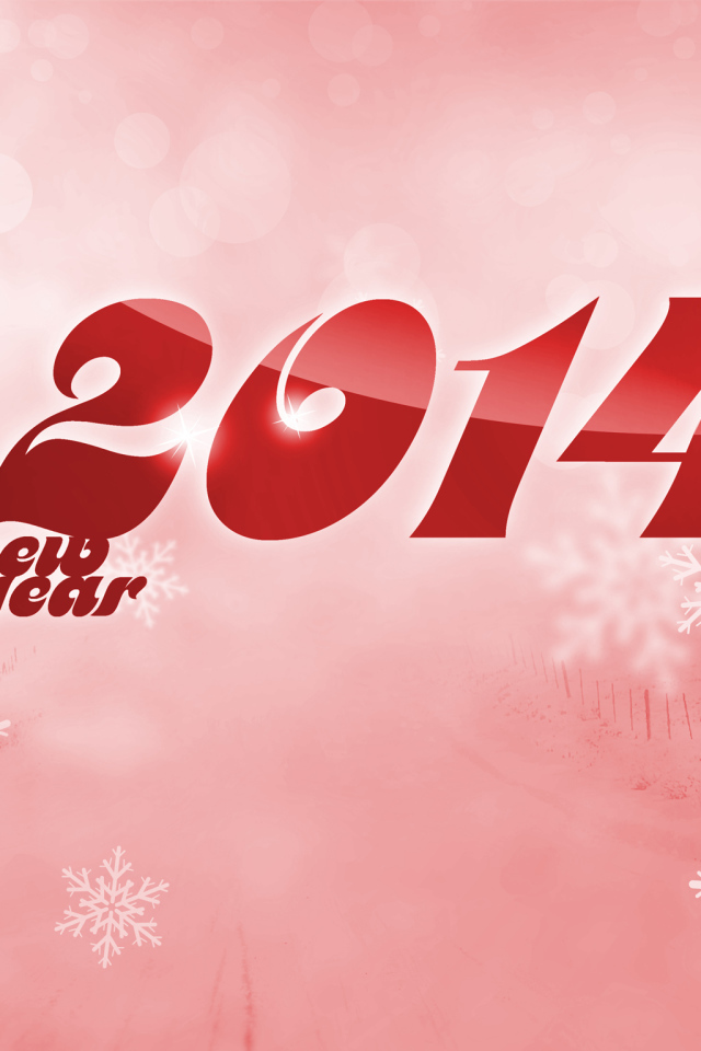 Счастливого Нового Года 2014, розовый фон и снежинки