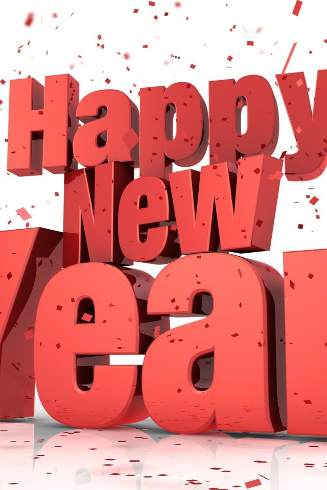 Счастливого Нового Года, красные объёмные буквы