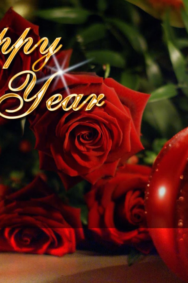 Счастливого Нового Года на фоне роз