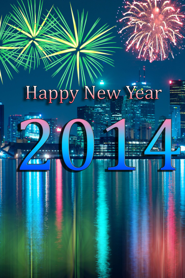 Новый год 2014 на фоне фейерверка