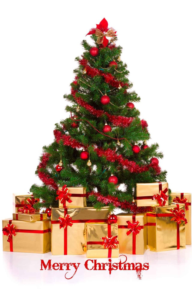 Новогодняя елка с желтыми подарки