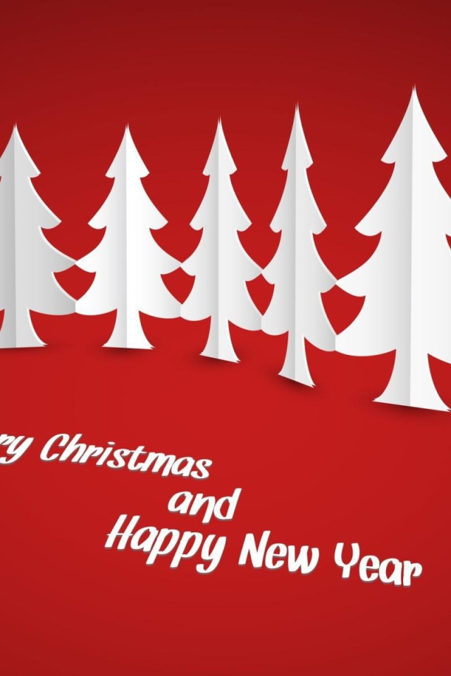 Белые ёлки на красном фоне