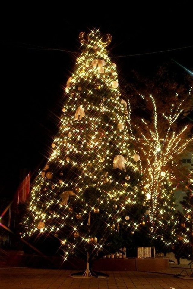 Large Christmas decorations on a Christmas tree