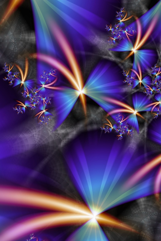 Синие лучи и цветы