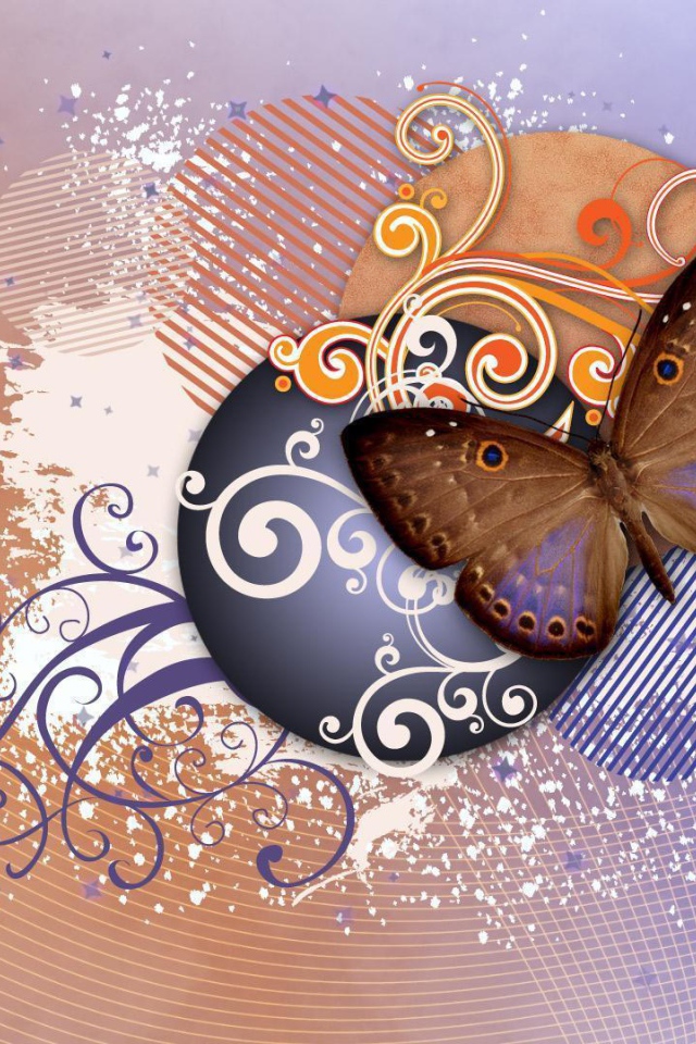 Бабочка на абстрактном рисунке