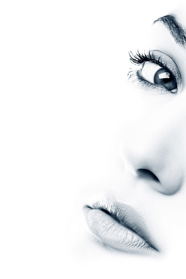 	 Eyes and lips on white background