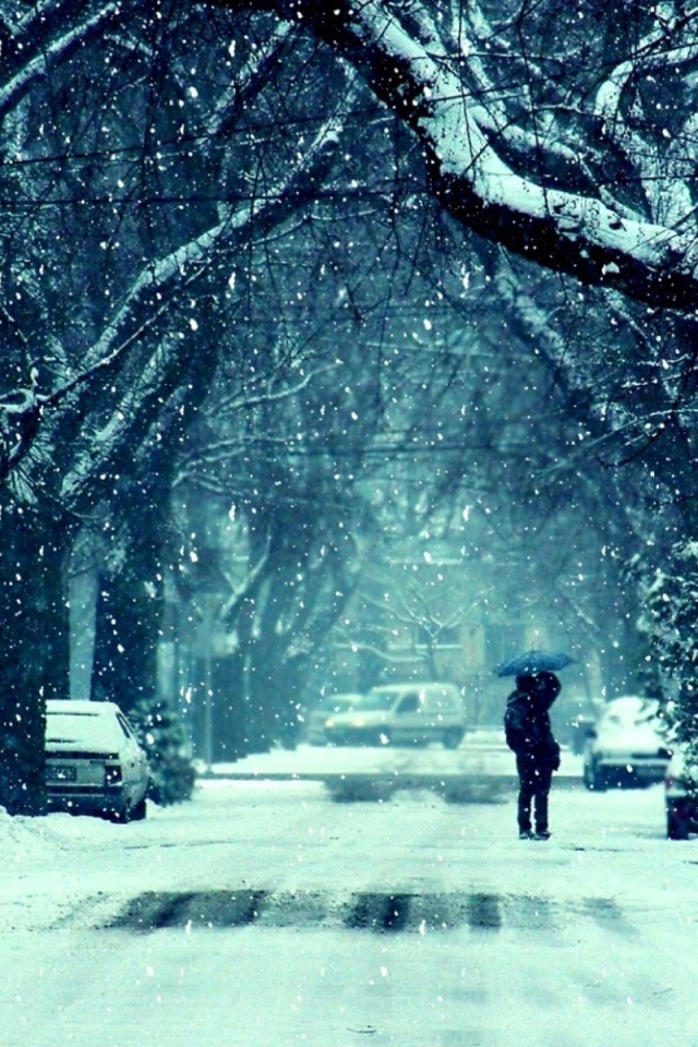 Человек и заснеженная дорога