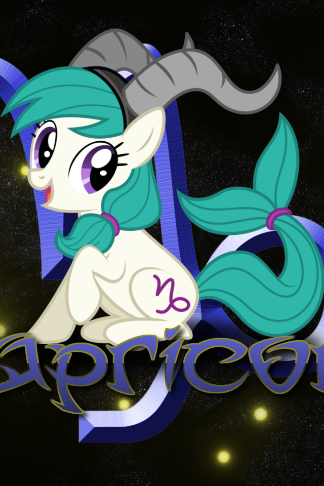 Козерог, детская картинка с чёрным фоном