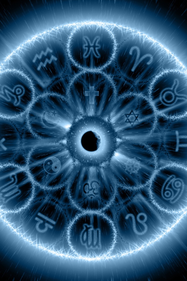 Знаки зодиака в голубом свечении