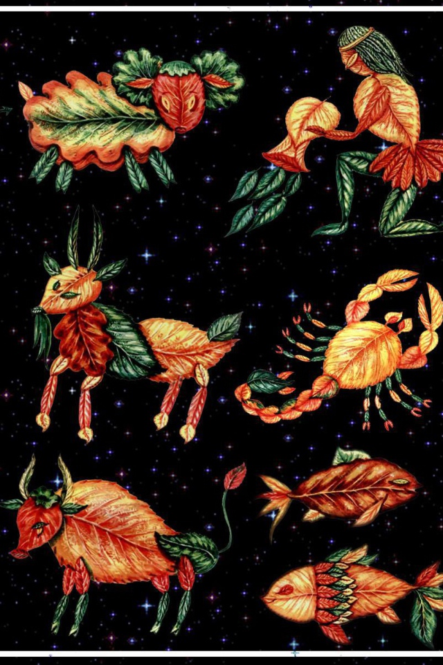 Знаки зодиака из листьев