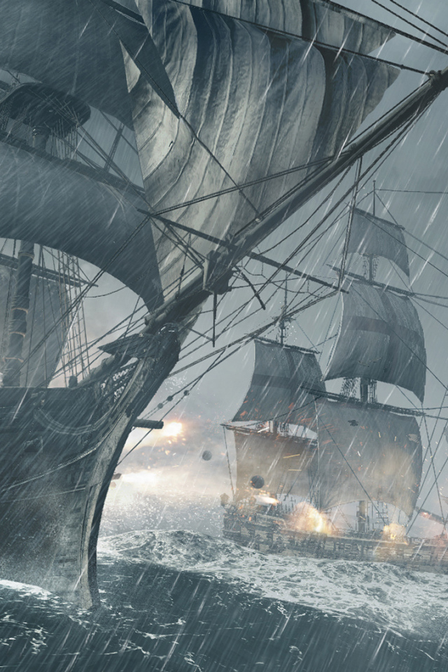 Assassin's creed IV боевой корабль в океане