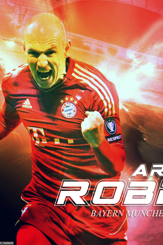 Бавария Арьен Роббен на красном фоне