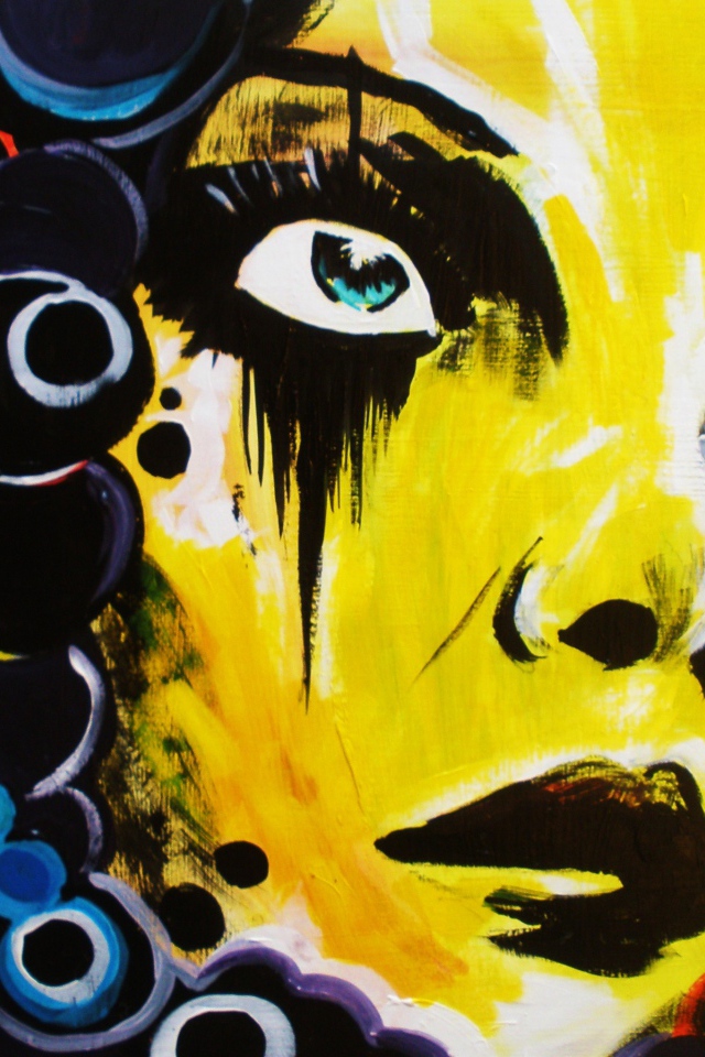 Яркое граффити, лицо девушки