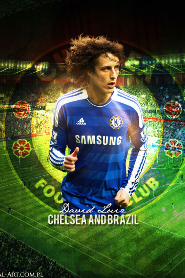 Челси Давид Луис на фоне стадиона