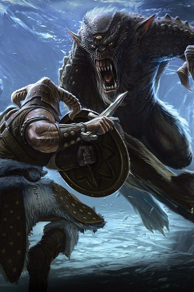 Elder Scrolls Online: barbarian battling with mutant