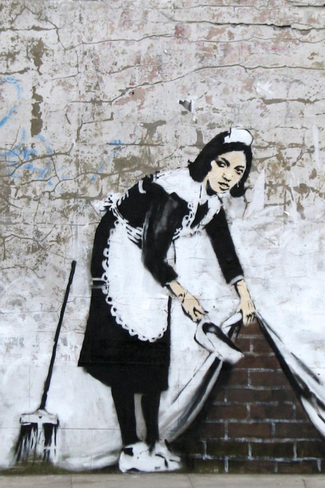 Граффити с горничной, художник Бэнкси