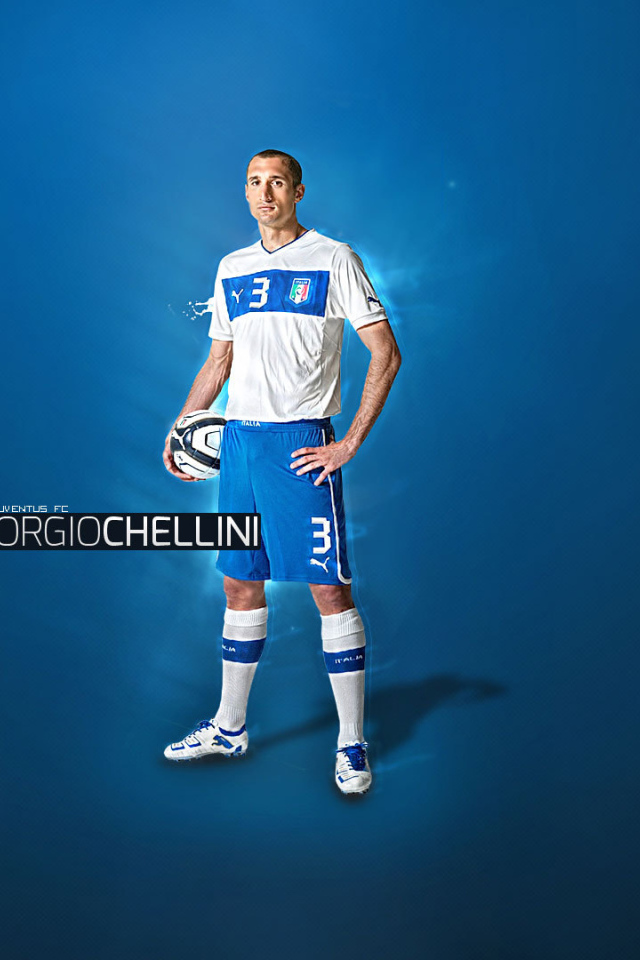Ювентус Джорджо Кьеллини на синем фоне