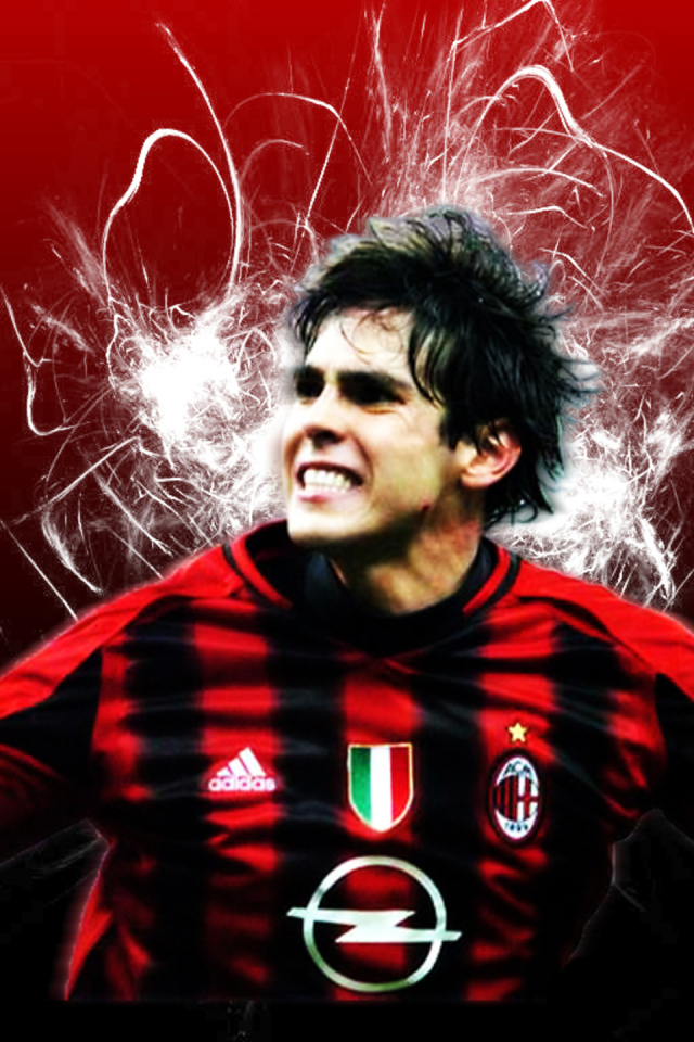 Милан Кака на красном фоне