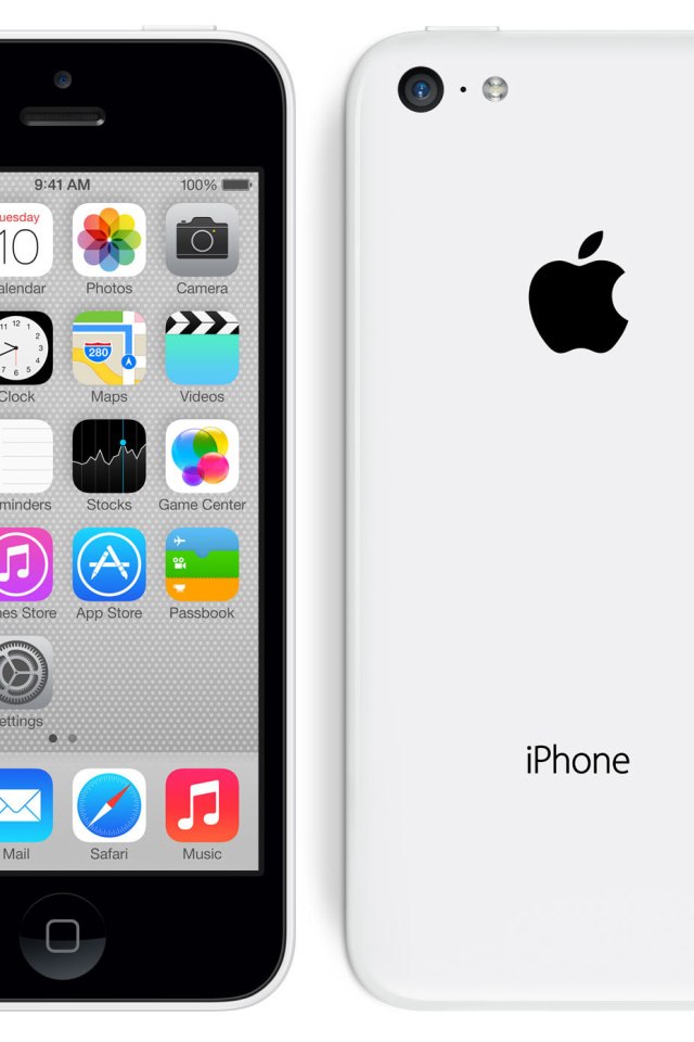 Новый белый Iphone 5C на белом фоне