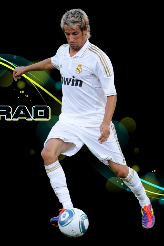 Real Madrid Fábio Coentrão on black background