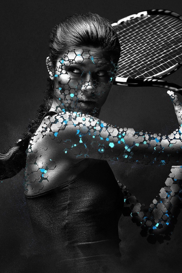 Теннисистка на чёрном фоне